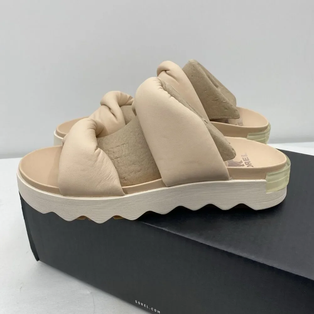 SOREL Vibe Twist Slide Women Flat Sandal Beige, Nova Sand, Sea Salt SIZE 10 NIB